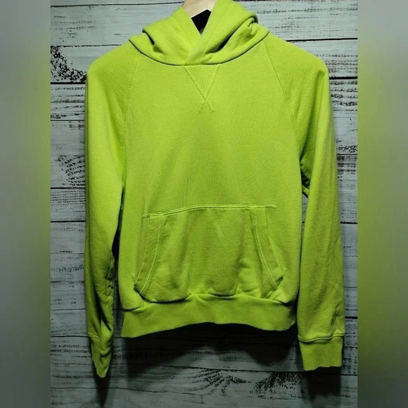 Athleta Moonrise Lime Green Open Black Athletic Hoodie Neon size Small - Picture 10 of 10